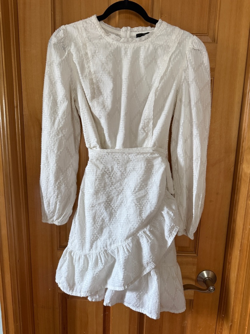 J. Crew White Textured Ruffle Wrap Mini Dress